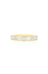 Ef Collection Half Bezel Emerald-cut Diamond Ring In Gold