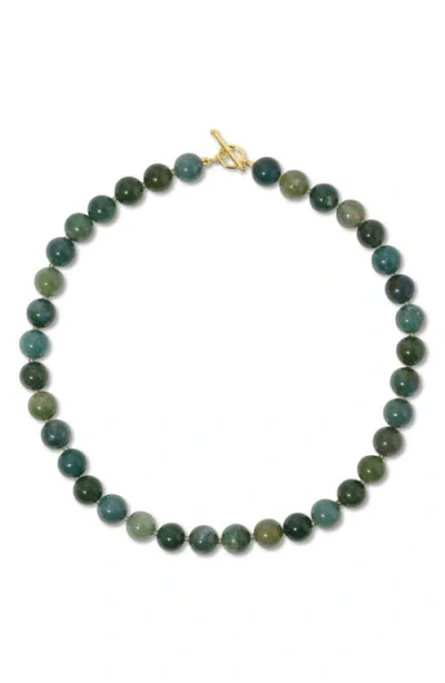 Ef Collection Luna Moss Agate Beaded Necklace In Multi
