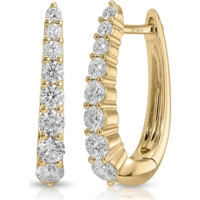 Ef Collection Maeve 14k Gold Diamond Hoop Earrings In White