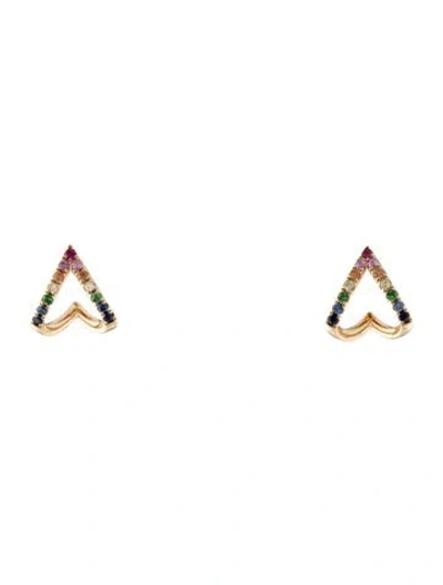 Pre-owned Ef Collection Multistone Rainbow Huggie Earrings