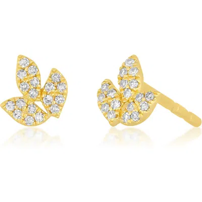 Ef Collection Pavé Diamond Leaf Stud Earrings In Yellow Gold