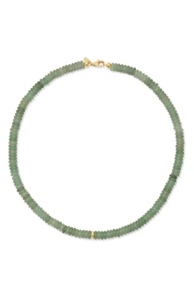 Ef Collection Semiprecious Stone Rondelle Bead Necklace In 14k Yellow Gold/aventurine