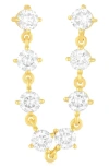 Ef Collection Single Diamond Double Stud Chain Drop Earring In 14k Yellow Gold/diamond