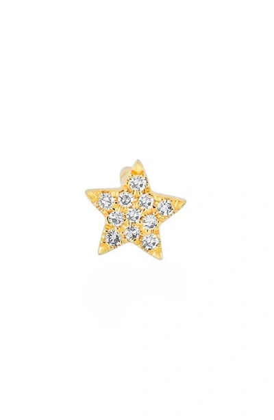 Ef Collection Single Diamond Star Stud Earring In Yellow Gold/diamond