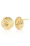 Ef Collection Swirl Stud Earrings In Gold