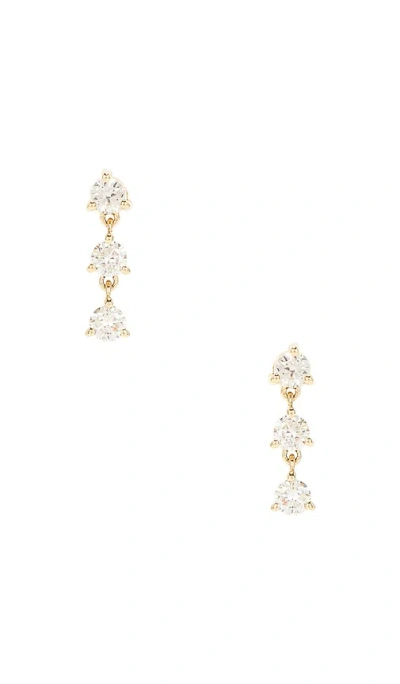 Ef Collection Triple Prong Set Diamond Stud Earring In Metallic Gold