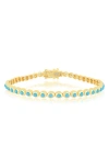 Ef Collection Turquoise & Diamond Pillow Eternity Bracelet In 14k Yellow Gold