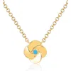 Ef Collection Turquoise Petal Pendant Necklace In Yellow Gold/turquoise