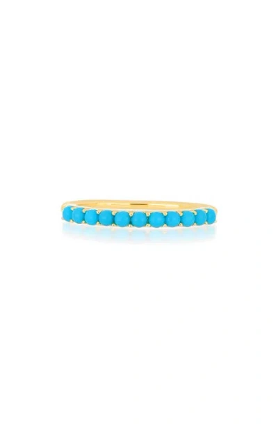 Ef Collection Turquoise Stacking Ring In Yellow Gold/turquoise