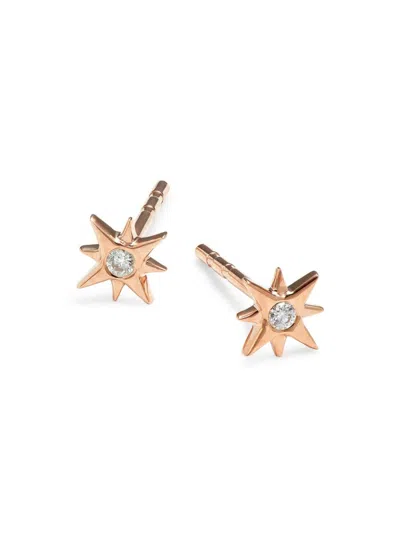 Ef Collection Women's 14k Rose Gold & 0.03 Tcw Diamond Starburst Stud Earrings