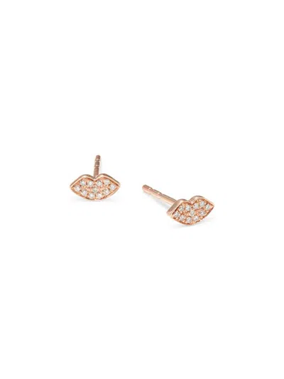 Ef Collection Women's 14k Rose Gold & 0.05 Tcw Diamond Smooch Stud Earrings
