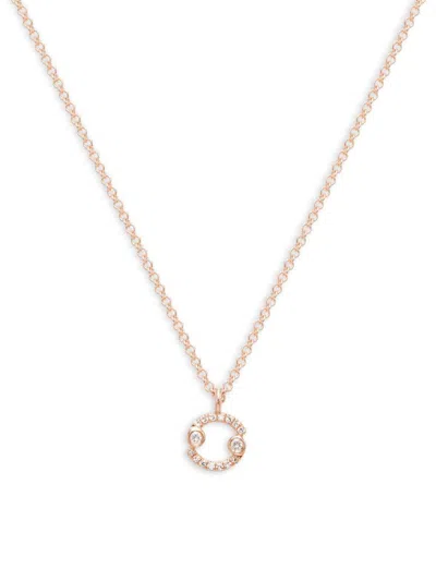 Ef Collection Women's 14k Rose Gold & 0.05 Tcw Diamond Zodiac Cancer Pendant Necklace/14"