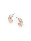 EF COLLECTION WOMEN'S 14K ROSE GOLD & 0.11 TCW DIAMOND STARBURST BUBBLE HUGGIE EARRINGS