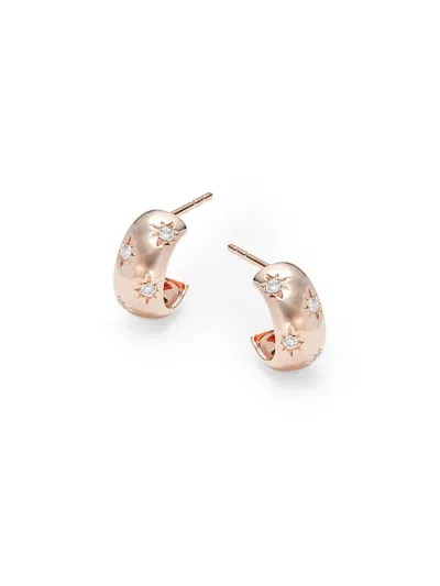 Ef Collection Women's 14k Rose Gold & 0.11 Tcw Diamond Starburst Bubble Huggie Earrings