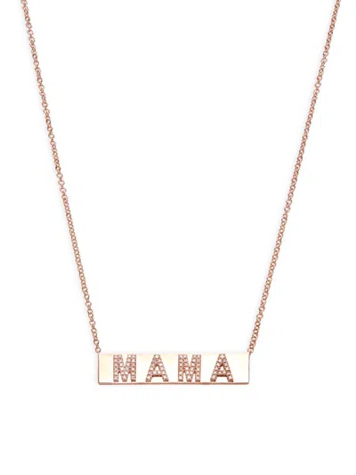 Ef Collection Women's 14k Rose Gold & 0.14 Tcw Diamond Mama Nameplate Necklace