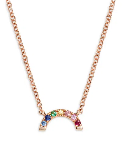 Ef Collection Women's 14k Rose Gold & Multi Stone Rainbow Necklace