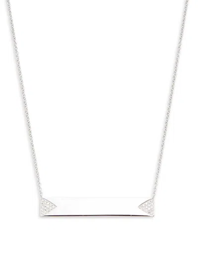 Ef Collection Women's 14k White Gold & 0.07 Tcw Diamond Double Triangle Nameplate Pendant Necklace/16"