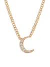 EF COLLECTION WOMEN'S 14K YELLOW GOLD & 0.04 TCW DIAMOND MOON PENDANT NECKLACE