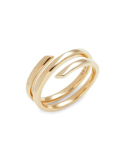 Ef Collection Women's 14k Yellow Gold Swirl Open Ring
