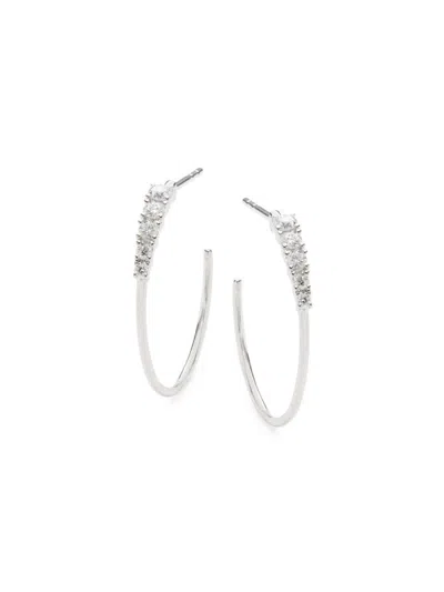 Ef Collection Women's Core 14k White Gold & 2.6 Tcw Diamond Half Hoop Earrings