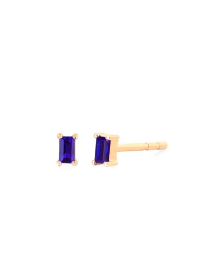 Ef Collection Women's Core 14k Yellow Gold & Blue Sapphire Baguette Stud Earrings