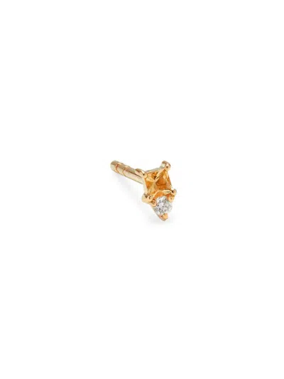 Ef Collection Women's Core 14k Yellow Gold, Citrine & Diamond Single Mini Birthstone Stud Earring