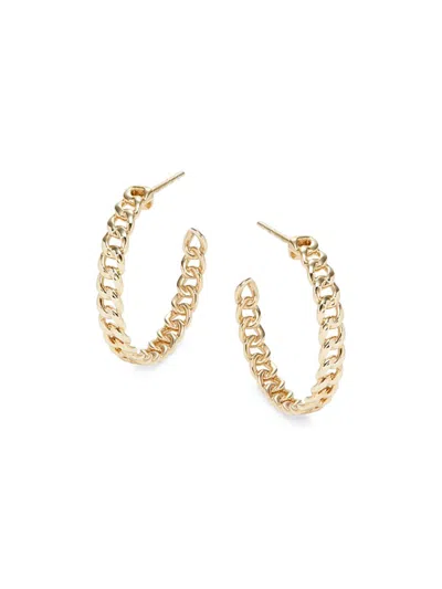 Ef Collection Women's Core Curb 14k Yellow Gold Chain Hoop Earrings