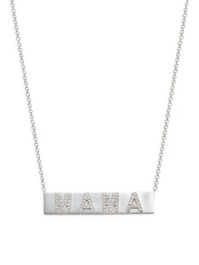 Ef Collection Women's Mama 14k White Gold & 0.14 Tcw Diamond Nameplate Necklace