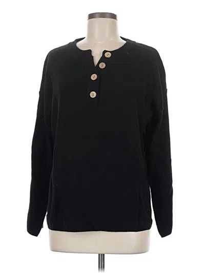Pre-owned Efan Long Sleeve Henley Shirt In Black