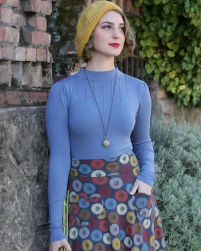 Effie's Heart Emmiline Mock Neck Shirt In Puddle In Blue