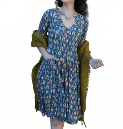 Effie's Heart Literature Mini Dress In Library In Blue