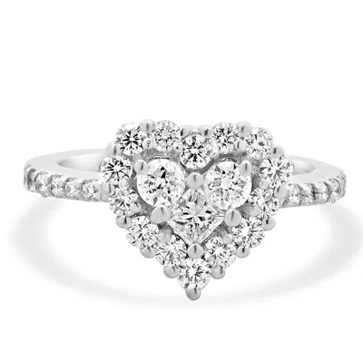 Pre-owned Effy 14 Karat White Gold Diamond Heart Ring