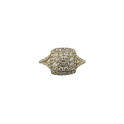 Pre-owned Effy 14 Karat Yellow Gold Diamond Pave Classica Ring Size 7 #20705