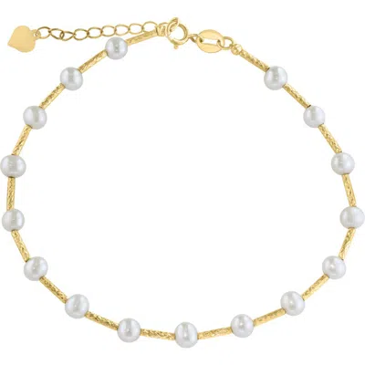 Effy 14k Gold 4mm Freshwater Pearl Station Bracelet In White