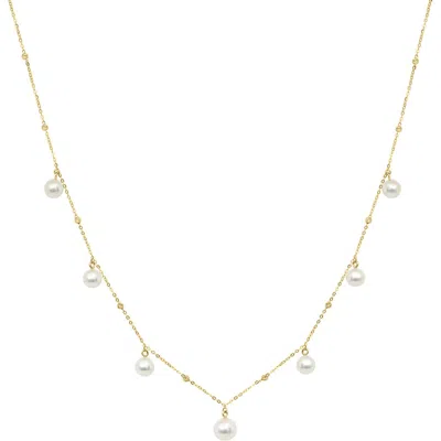 Effy 14k Gold 4mm Freshwater Pearl Station Necklace In White