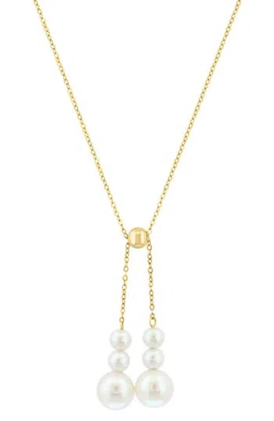 Effy 14k Gold 6mm Freshwater Pearl Double Pendant Necklace In White