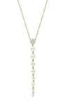 Effy 14k Gold Diamond & 2.5-5mm Freshwater Pearl Y-necklace In Gold
