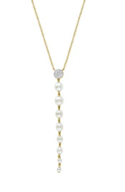 Effy 14k Gold Diamond & 2.5-5mm Freshwater Pearl Y-necklace