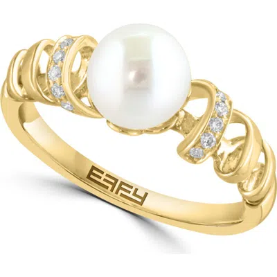 Effy 14k Gold Diamond & 7mm Freshwater Pearl Ring In Gold/freshwater Pearl