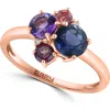 Effy 14k Gold Diamond & Amethyst Cluster Ring In Rose Gold/multi