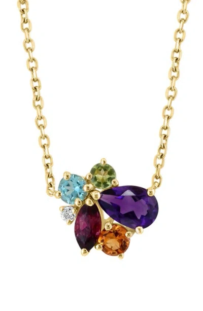Effy 14k Gold Diamond & Amethyst Pendant Necklace