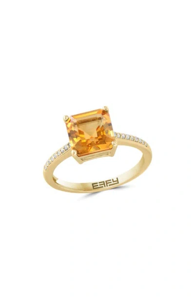 Effy 14k Gold Diamond & Citrine Ring In Burgundy