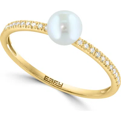 Effy 14k Gold Diamond & Freshwater Pearl Ring