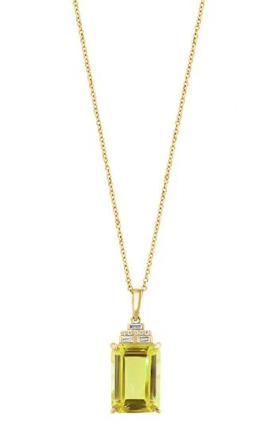 Effy 14k Gold Diamond & Peridot Pendant Necklace In White