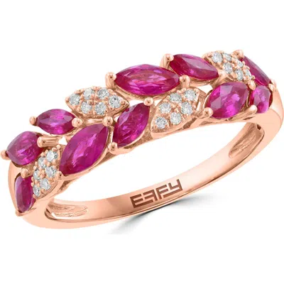 Effy 14k Gold Diamond & Ruby Marquis Pavé Ring