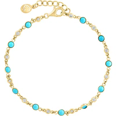 Effy 14k Gold Diamond & Turquoise Chain Bracelet