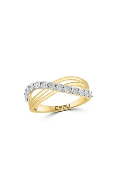 Effy 14k Gold Diamond Crossover Band Ring
