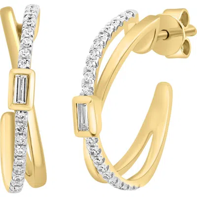 Effy 14k Gold Diamond Crossover Hoop Earrings