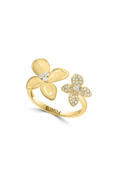 Effy 14k Gold Diamond Flower Ring In Yellow Gold