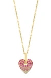 Effy 14k Gold Diamond, Ruby & Pink Sapphire Heart Pendant Necklace In Pink